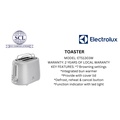 Mesin Pemanggang Roti Electrolux ETS1303W 2 Slot Putih
