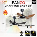 Kipas Siling fanzó Champion Baby - 38 Inci, 5 Blade, Matt Black / White / Walnut