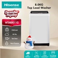 Hisense WTAR8011G Top Load Washing Machine 8.0kg - Light Grey