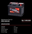Aki Mobil Yuasa 562LN2 MF 12V/62AH - Aki Kering Bebas Perawatan