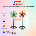 Quạt đứng Senko DCN1806 - 17 inch, 5 cánh, màu Đen cam/Đen két, công suất 65W