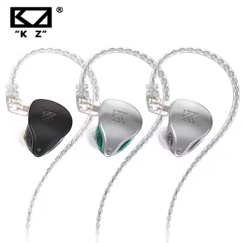 KZ AST In-Ear Monitor 10mm Grafena Driver, Bluetooth 5.2, Baterai 30 Jam, Hitam/Perak