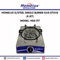 Homelux HSS-177 Dapur Gas Hitam 3 Pembakar Besi Tuang dengan Sambungan Tetap untuk Kegunaan Domestik