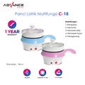 Panci Elektrik Advance C-18, 1.2L, Keramik Hitam + Stainless Steel, Multifungsi dengan Kontrol Suhu Ganda