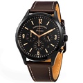 Fossil FS5608 Forrester Chronograph Jam Tangan Lelaki 46mm Hitam Dengan Tali Kulit Coklat