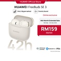 Huawei FreeBuds SE 3 - Earphone Bluetooth TWS Krim & Hitam, 42 Jam Playback, IP54 Water Resistant