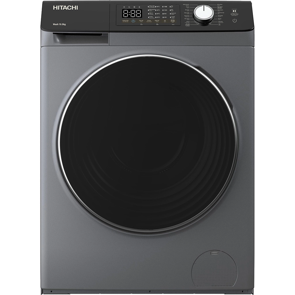 Máy giặt Hitachi Inverter 10.5 kg BD-1054HVOS - Xám đậm, Cửa trước, Công nghệ giặt hơi nước
