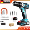 ZHIPU 36V Impact Wrench, Mesin Bor Baterai Tangan Cordless Drill Brushless Motor