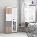 Olympic Navaro 2 Pintu Lemari Pakaian Partikel Board 80x43x180.9 cm Dark Brown/White