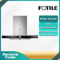 Fotile EMS9019 Chimney Hood - Stainless Steel dengan Panel Hitam, Lebar 900mm, Aliran Udara 1400m³/h