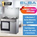 Elba EGC-C9784E(SS) 90cm Gas Cooker with 70L Electric Oven - Hitam