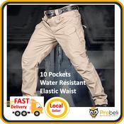 Ribbon】Hip Hop Plus Size Casual Black Slim Fit Tactical Work Ankle 6 Six  Pocket Cargo Pants Men Seluar Kerja Kargo Lelaki