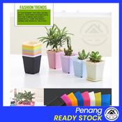 Petak Pasu Bunga Coklat Kecil Murah Segi Empat Pasu Plastik Brown Square  Small Flower Pot W13xL13xH9cm 1pc