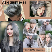 ASH GREY + PEROXIDE 100ML] Ready Stock Saloon Professional Hair