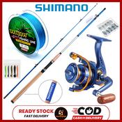 SHIMANO Reel Rod Joran Pancing Fishing Reel Spinning Rod Set