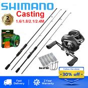 SHIMANO Reel Rod Joran Pancing Fishing Reel Spinning Rod Set