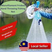12 Feet Hand Cast Thrown Fishing Net with Flying Disc and Chain Weights  Jala Ikan Pancing 12 Kaki