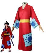 One Piece Cosplay Monkey Luffy Wano Costume Country Hat Kimono Yukata  Outfits