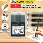 New FABER-CASTELL 9000 Art Set 12 Graphite Pencils in Slimflexi