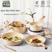 LEUSE Ceramic Cookware Set Non Stick Ceramic Frying Pan Set PFOA Free  Suitable for Induction & Gas