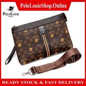 Original Polo Louie Men's Stylish Monogram Leather Messenger Bag Luxury  Sling Shoulder Bag Beg Silang Lelaki