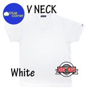 blue corner v neck white