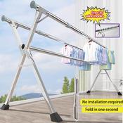 Foldable Mobility Stainless Steel Cloth Clothes Hanger Clothing Drying Rack  Rak Penyidai Baju Laundry Ampaian Baju Lipat