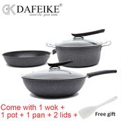 LEUSE Ceramic Cookware Set Non Stick Ceramic Frying Pan Set PFOA Free  Suitable for Induction & Gas