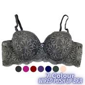 Women Bra Push Up Wired B Cup Floral Lace Thick Sponge Baju Dalam Wanita  Berdawai Push Up 内衣