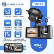 South Ocean 3 Camera Lens Car HD 1080P 24h Parking Monitor DVR Wifi Dash Cam Video Recorder Dashcam