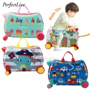 Perfect Kids Luggage Ride On Travel Flight Cabin Size Pull Drag Trolley Storage Suit Case Lugage Wheel Bag