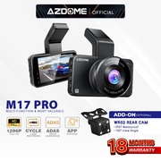 Azdome M17PRO 1296P Full HD Dual Channel Front & Rear Dash Cam Night Vision App Control Car Camera Driving Recorder