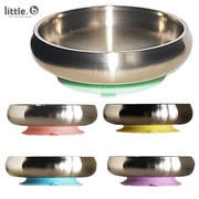 little.b 316 Double Layer Stainless Steel Wide Mouth Oatmeal Suction Cup Bowl Dinner Plate Learning Children Tableware 0149