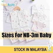 (0-3m) Newborn Long Sleeves Set Baju Newborn 59cm Unisex Baju Tidur Newborn Sleepsuit Sleepwear Baby Pyjamas 0389