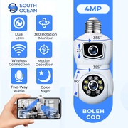 South Ocean Dual Lens 4MP CCTV Camera WiFi Wireless Outdoor E27 Bulb Color & IR Night Vision Bulb CCTV Security Home