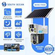 South Ocean Solar 8MP CCTV Wireless Outdoor Dual Lens CCTV 4G SIM Card IP66 Waterproof Battery Low Power Wifi Camera