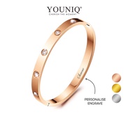YOUNIQ TIMEZ 18K Rosegold Titanium Steel Bangle with Cubic Zirconia Rosegold / Gold / Silver EG