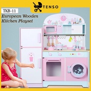 Tenso Europe Pink Wooden Refrigerator Kitchen Playset With Washing Machine/Oven and Fridge (Free Utensils Sets) -TKB-11