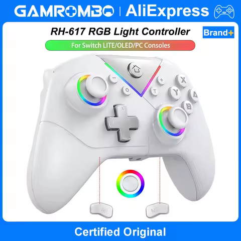 GAMROMBO Game RGB Wireless Controller for Switch Lite/OLED,PC BT Gamepad W/Hall Effect,Turbo, Macro,