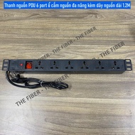 Thanh nguồn PDU 6 port ổ cắm nguồn đa năng kèm dây nguồn dài 1.2M