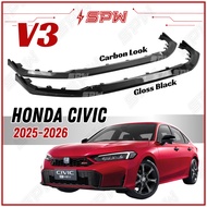 Honda Civic FE Facelift (2025-2026) Front Bumper Lip Front Skirt Skirting Lips Bodykit Gloss Black P