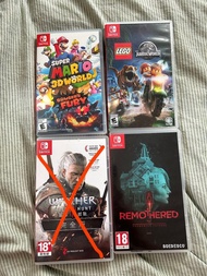 Nintendo Switch Games: Mario 3D world fury, LEGO Jurassic, 瑪利歐、巫師3、樂高 Remothered