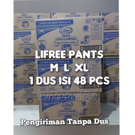 Lifree PANTS Thin &amp; Comfortable ADULT DIAPERS DIAPERS ADULT PANTS Packaging Sachet 1 Box Of 48pcs M L XL XXL
