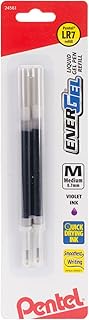 Pentel Refill Ink, For EnerGel &amp; Lancelot Gel Pen, (0.7mm) Metal Tip, Medium, Violet Ink, Pack of 2 (LR7BP2V)