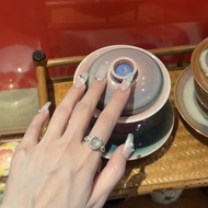 Niche Design Natural Agate Chalcedony Ring