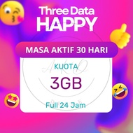 THREE TRI HAPPY 3gb 30hr KUOTA PAKET DATA