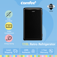 Comfee RCD93BL1MY(E) Compact Retro Mini Fridge 110L with Adjustable Thermostat Low Noise Energy-Savi