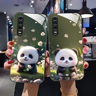 DMY cute panda case huawei P30 pro nova 4e P50 pro P20 Lite P10 plus P40 mate 20X 20 pro 50 40 30 pro tempered glass cover