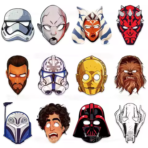 12/24Pcs/Set Anime Star Wars Mask Bingo Birthday Party Paper Glasses Mask Photo Props Party Cool Dec