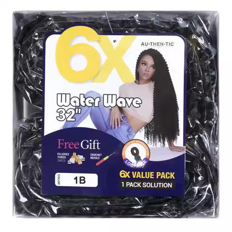 Authentic Synthetic Hair Crochet Braids 6X Value Pack Water Wave 32"